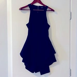 Black open back skort jumpsuit